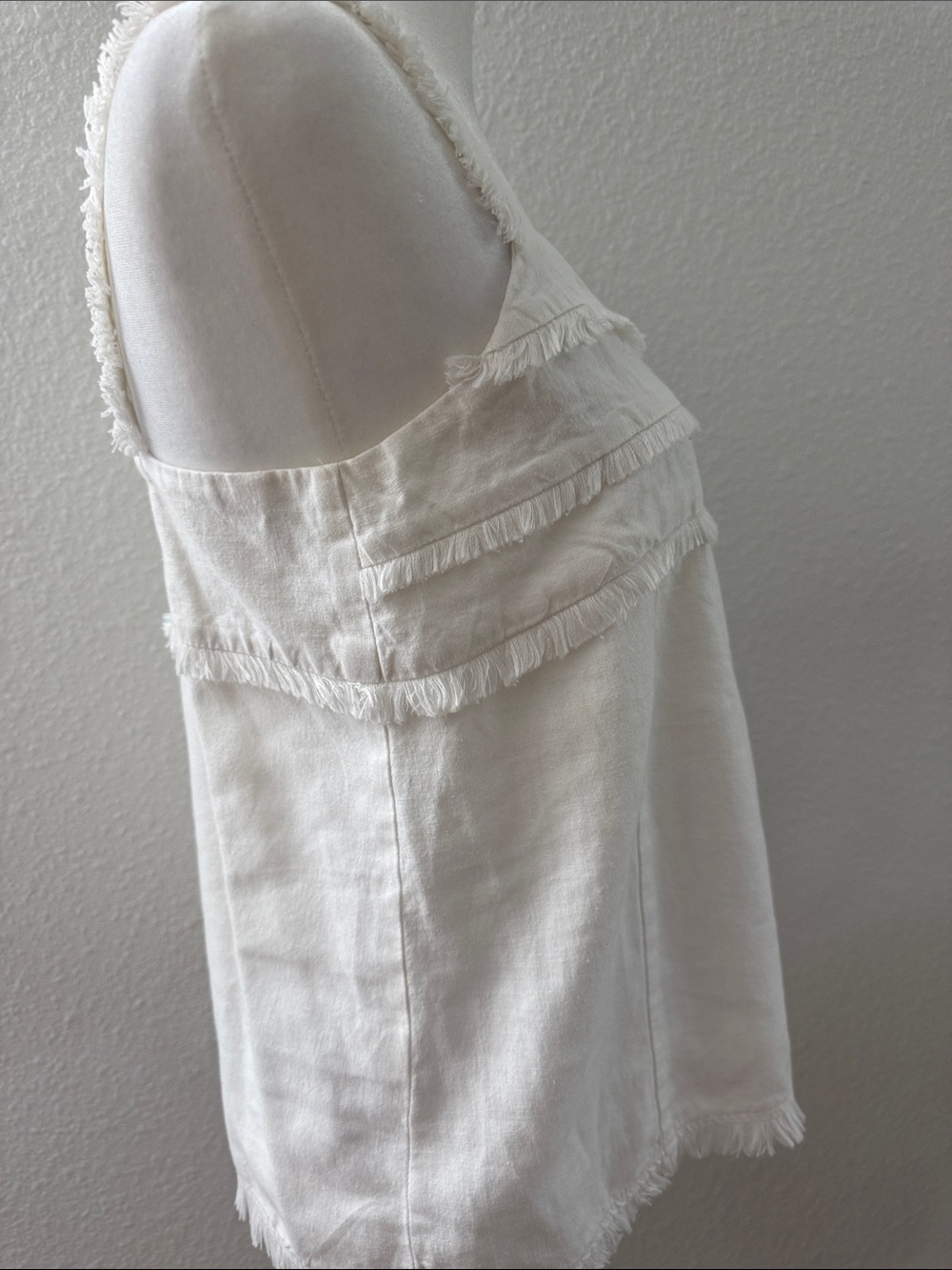 Women’s Cream Fringe Square-Neck Tank Top - Picture 7 of 8